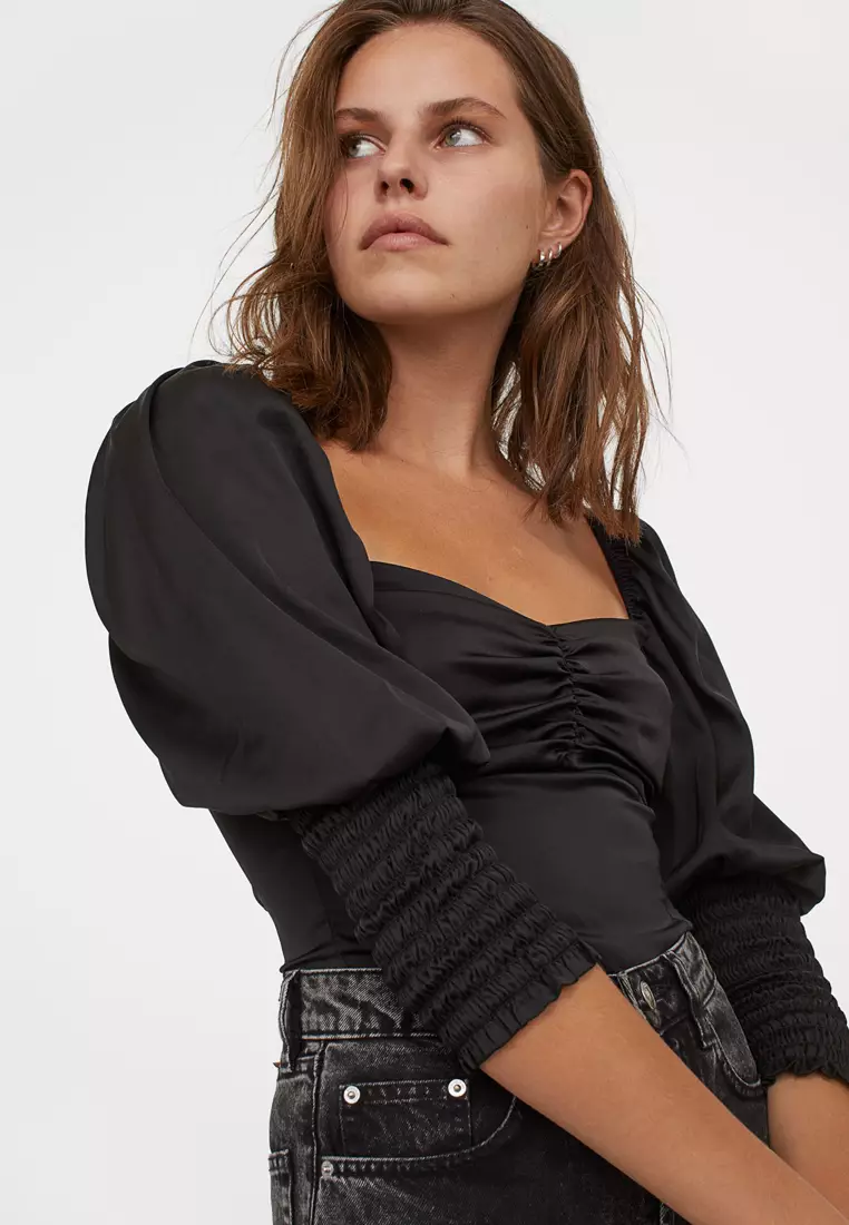 Buy H M Puff Sleeved Blouse 2024 Online ZALORA Philippines