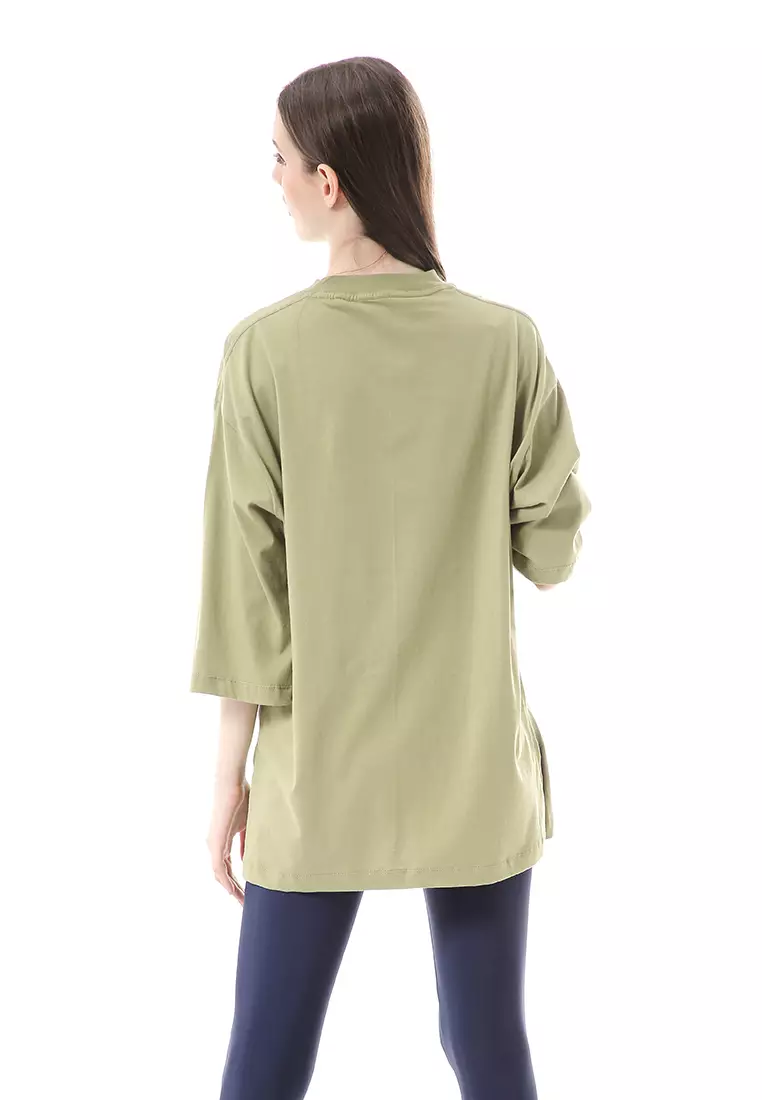 Wina Kaos Atasan Wanita Polos Basic Oversize - Sage Green