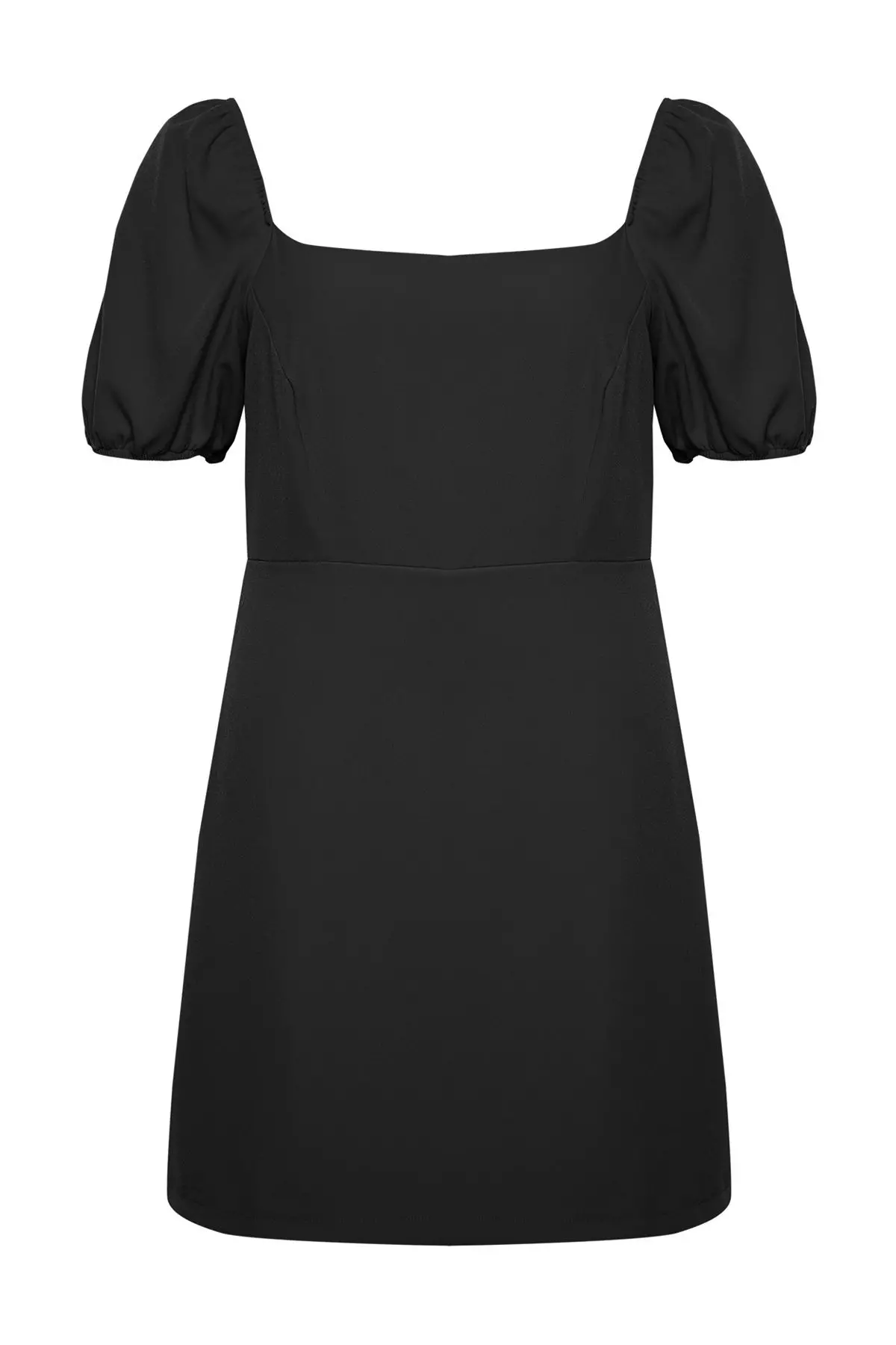 Square Neck Lining with Shorts Balloon Sleeves Woven Plus Size Dress