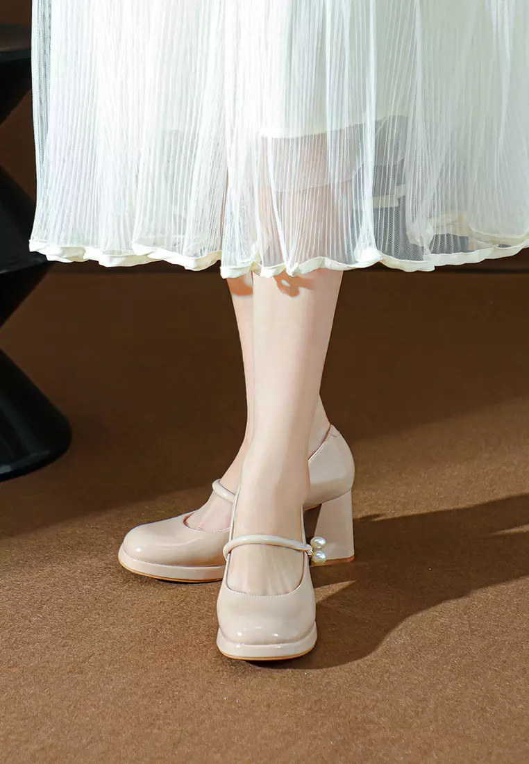 7CM Pearl Strap Mary Jane Shoes BY2465-22