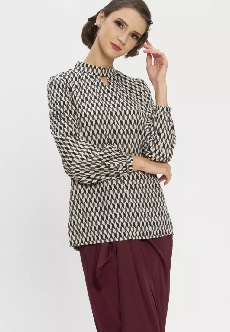 Victoria Geometric Top & Wrap Skirt modern Baju Kurung