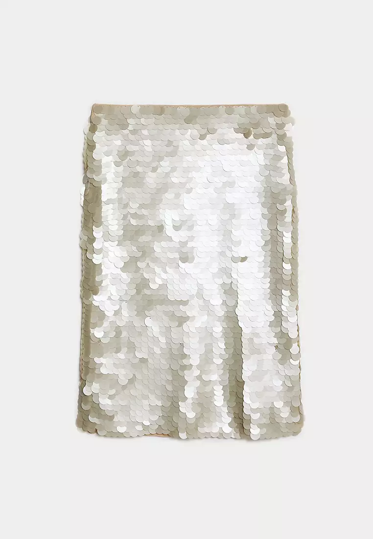 Sequin Knee Length Column Skirt