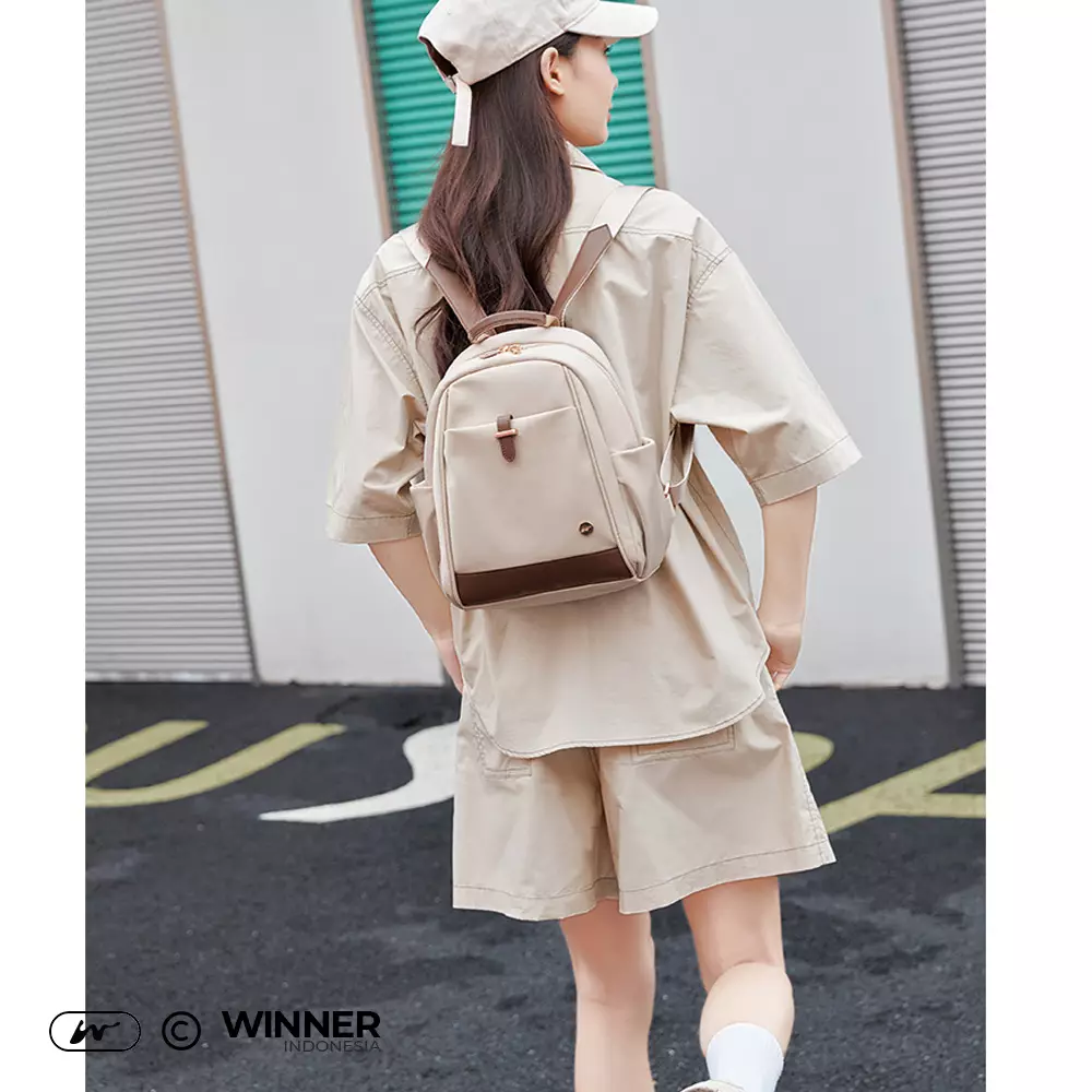 Tas Ransel Kecil Nylon Anti-Air Backpack Korean Style (T14-016-6138) - Khaki S