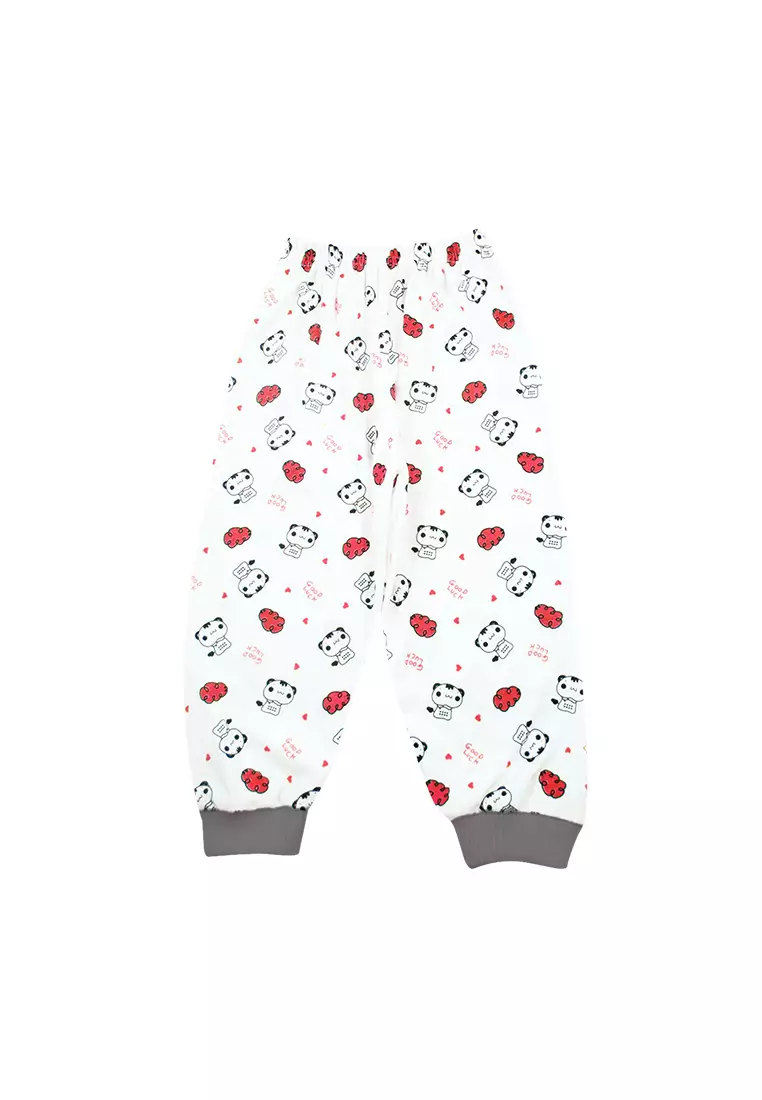 Skabe Piyama Bayi Anak Laki Laki Baju Lengan Panjang Motif Cat Setelan Celana Kaos All Size Baby Putih Usia 6 Bulan Hingga 12 Bulan 3454