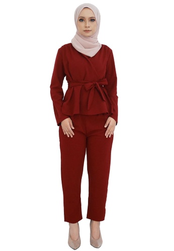 Becky Peplum Wrap Suit from ARCO in Red