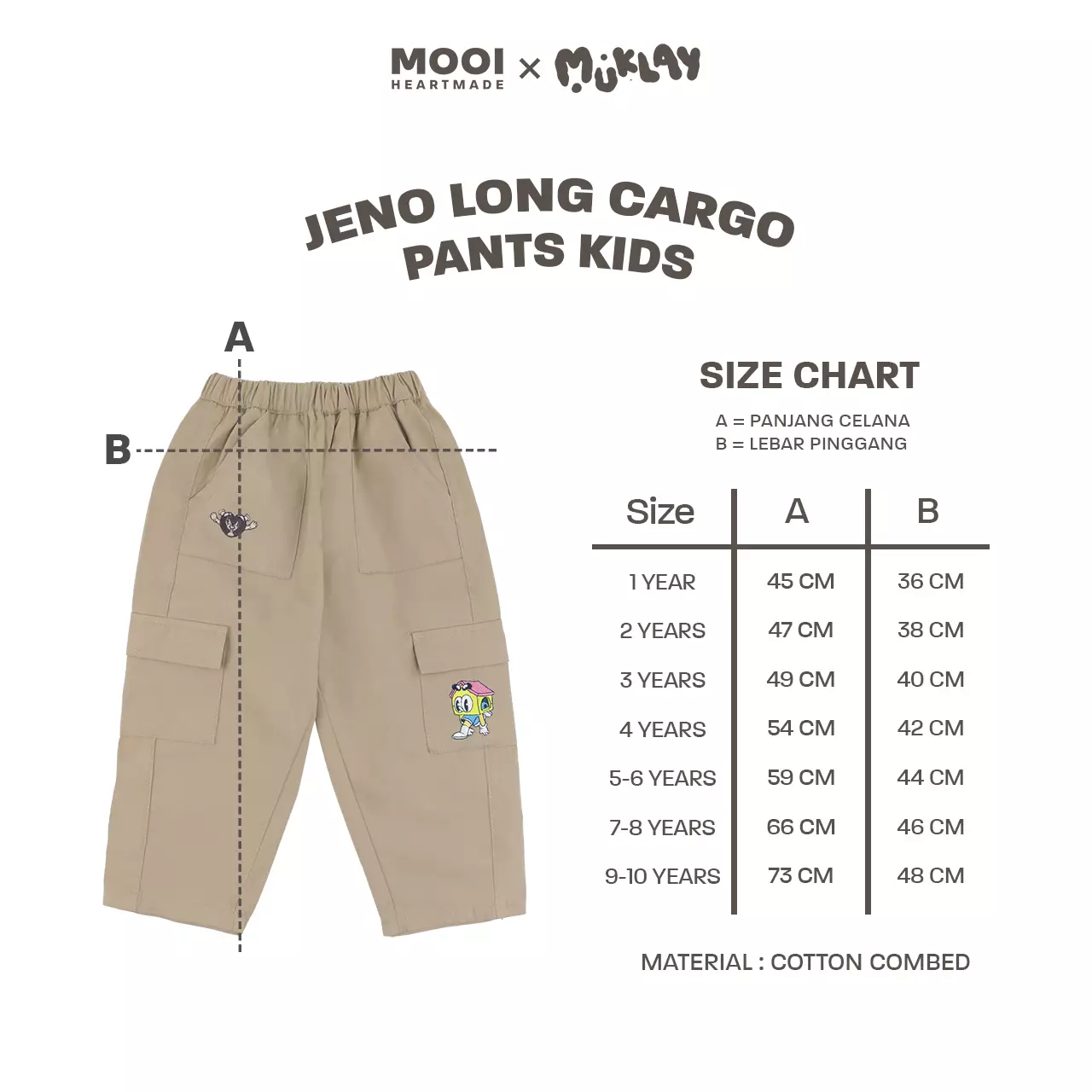 Mooi X Muklay Celana Panjang Cargo Anak Jeno Long Cargo Pants Kids - Navy