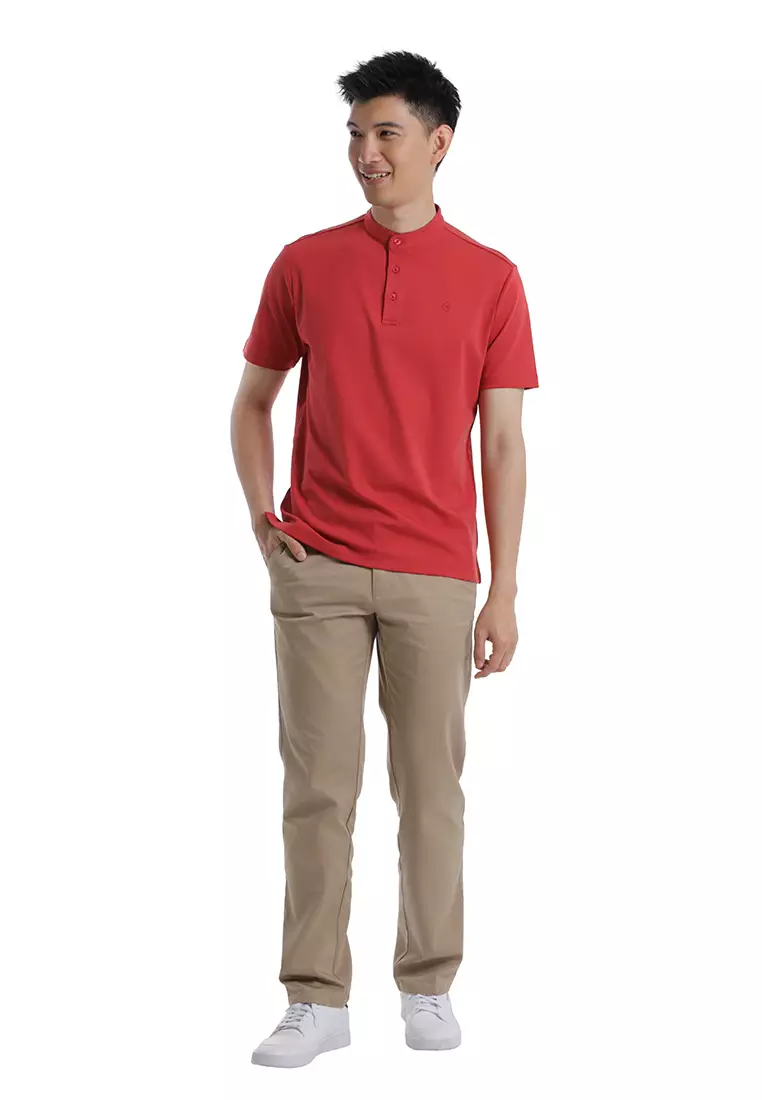 Byford Mandarin Polo Shirt Short Sleeve - 3626001A-75Red