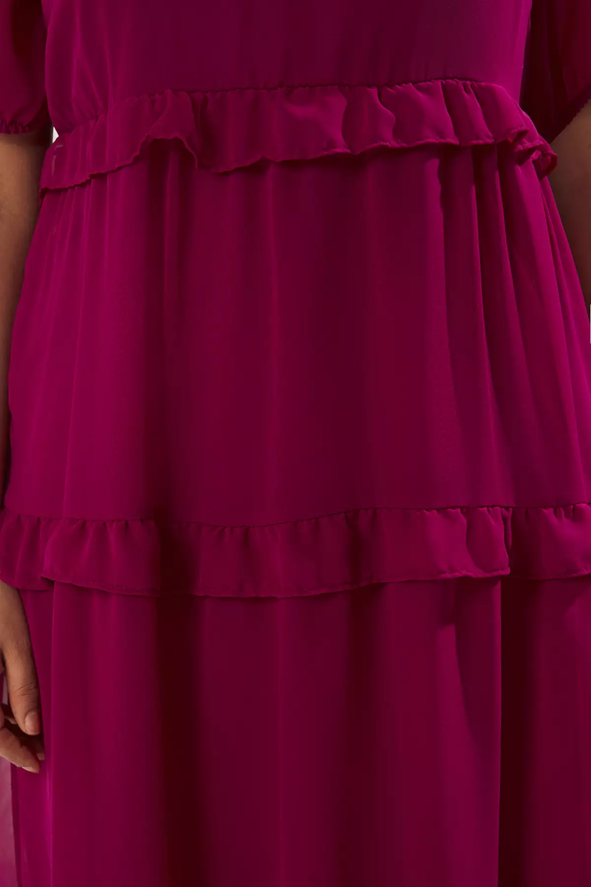 Plus Size Tulle Puff Sleeves Midi Dress