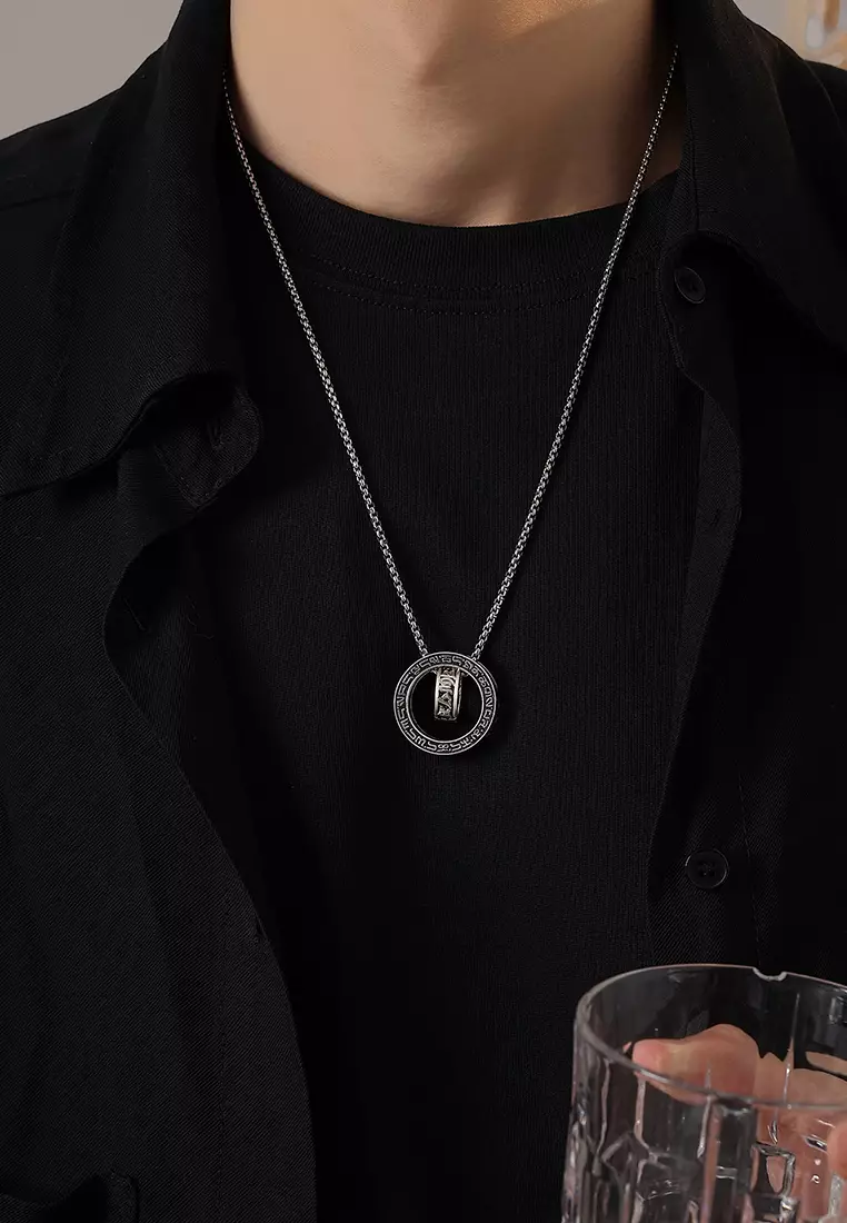 Kalung Pria Original Titanium Vintage Casual Style Anti Pudar Cowok Necklaces