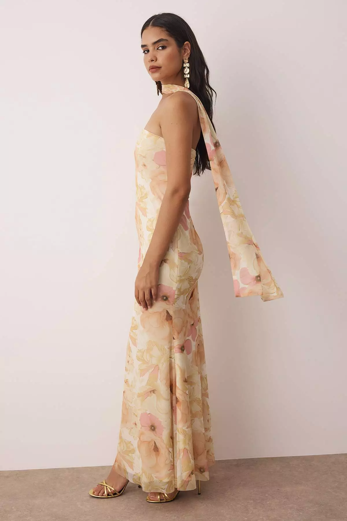 Multicolored Floral Knitted Tulle Maxi Evening Prom Dress Tprss25Ae00194