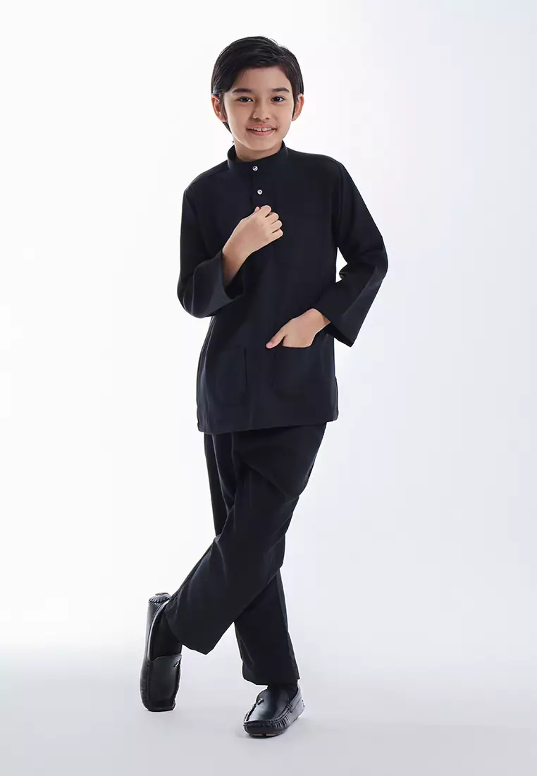 Alain Delon Baju Melayu Cekak Musang Budak - 19026501-99Black