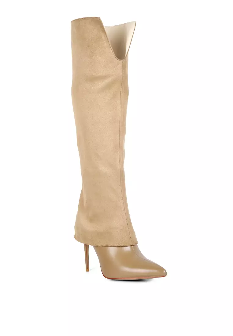 Taupe long boots outlet