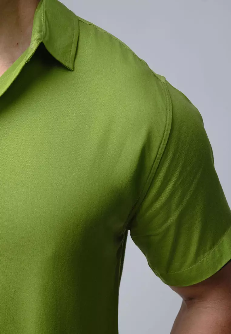 Viscose Olive Green Casual Shirt SS