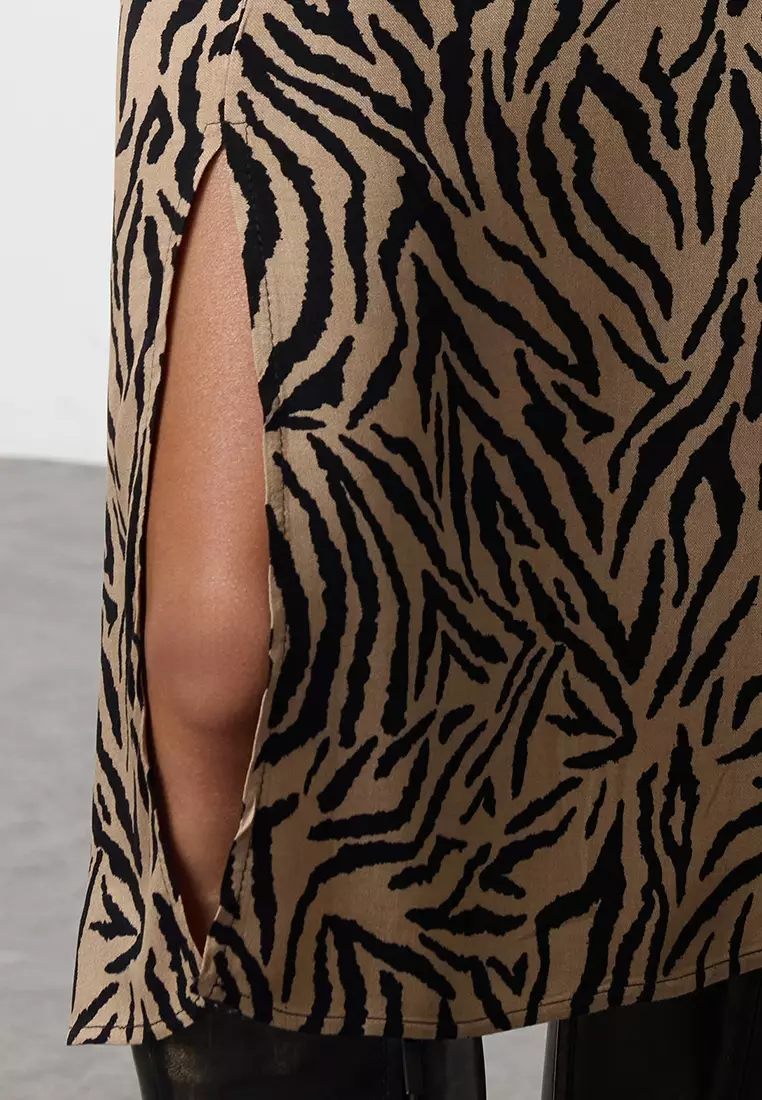 Brown Floral Midi Woven Dress TWOAW23EL00325