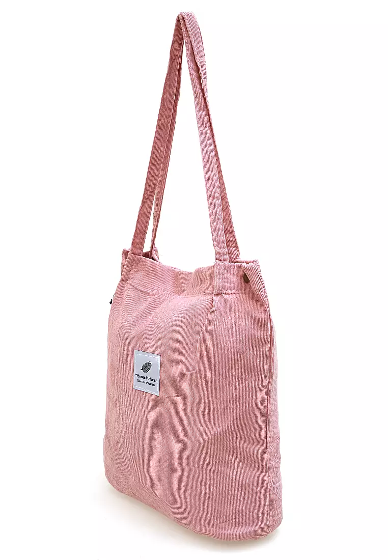 Millane Totebag Wanita Polos Kasual Large Storage Material Soft Corduroy ORIGINAL - Pink