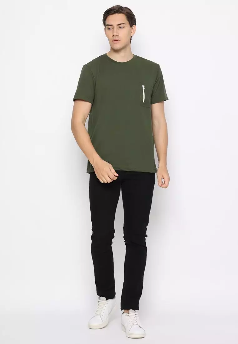 MATSUDA Kaos Polos 24S Texture Honeycomb T Shirt Saku Zipper Koka