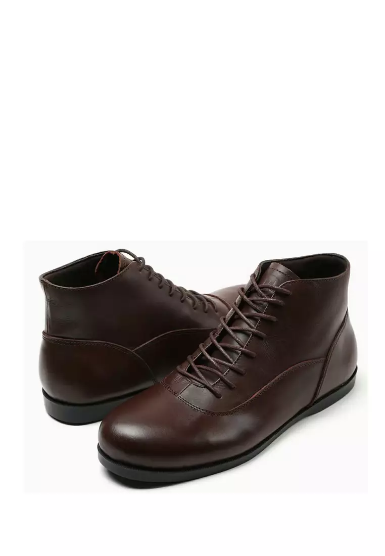 Country Boots Sync Brown Sepatu Casual Pria Leather