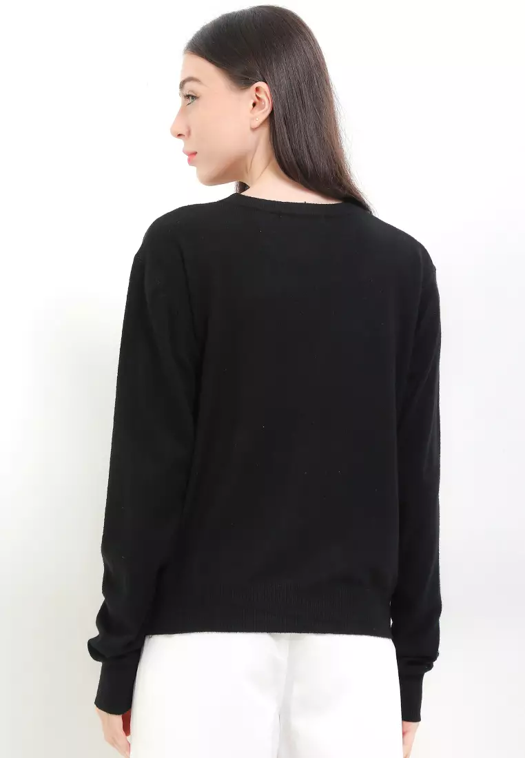 L/S Knit Jacket W/ Check Print Bow Patches