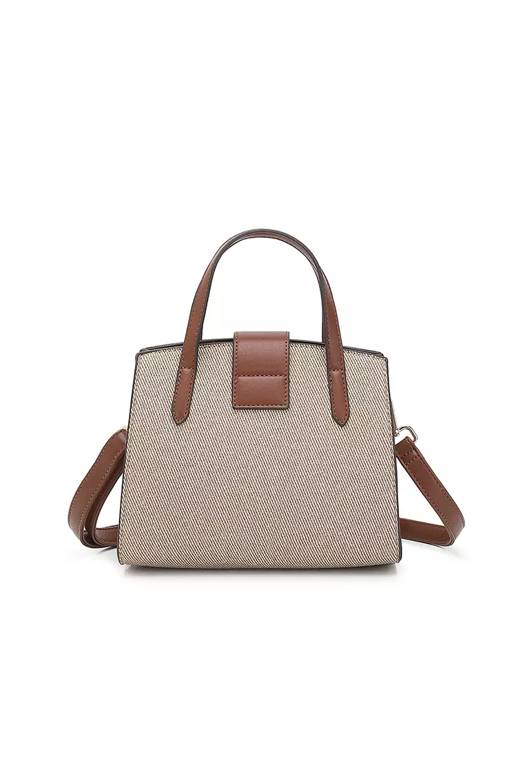 Women's Top Handle Bag / Sling Bag / Crossbody Bag / Shoulder Bag (Tas Tangan Wanita / Tas Selempang Wanita / Tas Bahu Wanita) - Krem