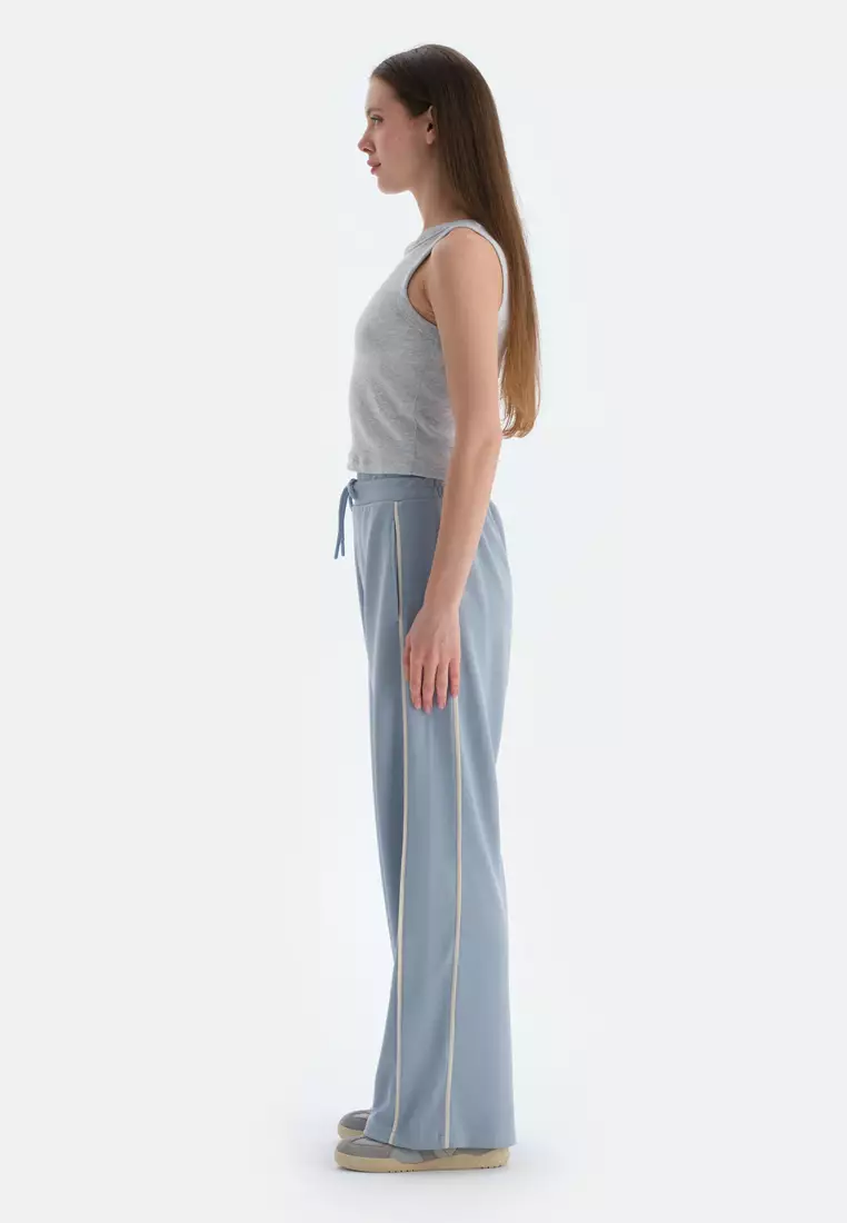 Light Blue Trousers, Regular, Wide Leg, Activewear for Women