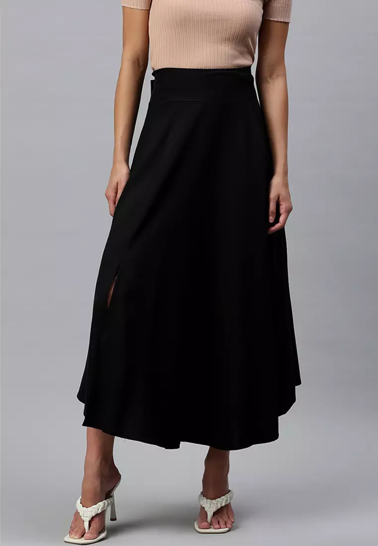 Black knee length maxi skirt sale