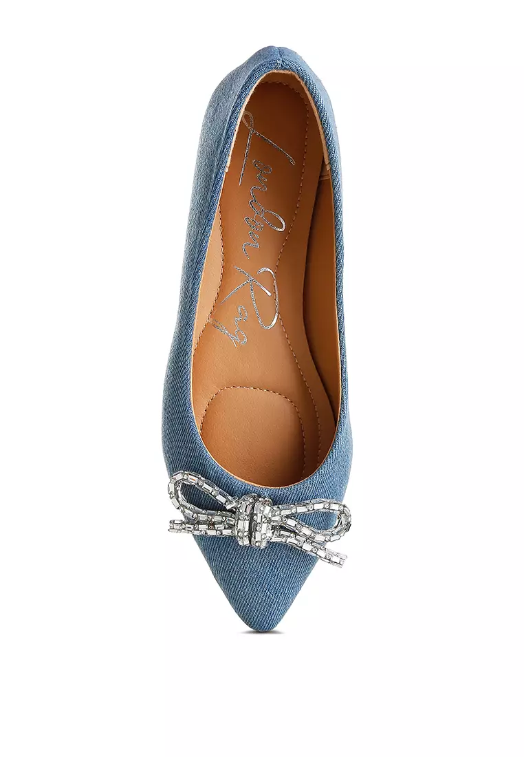 Light Blue Bow Detail Ballet Flats