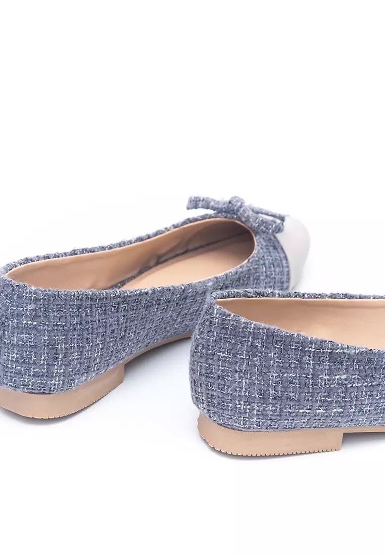 Audrey Ballerina Flat Shoes in Grey
