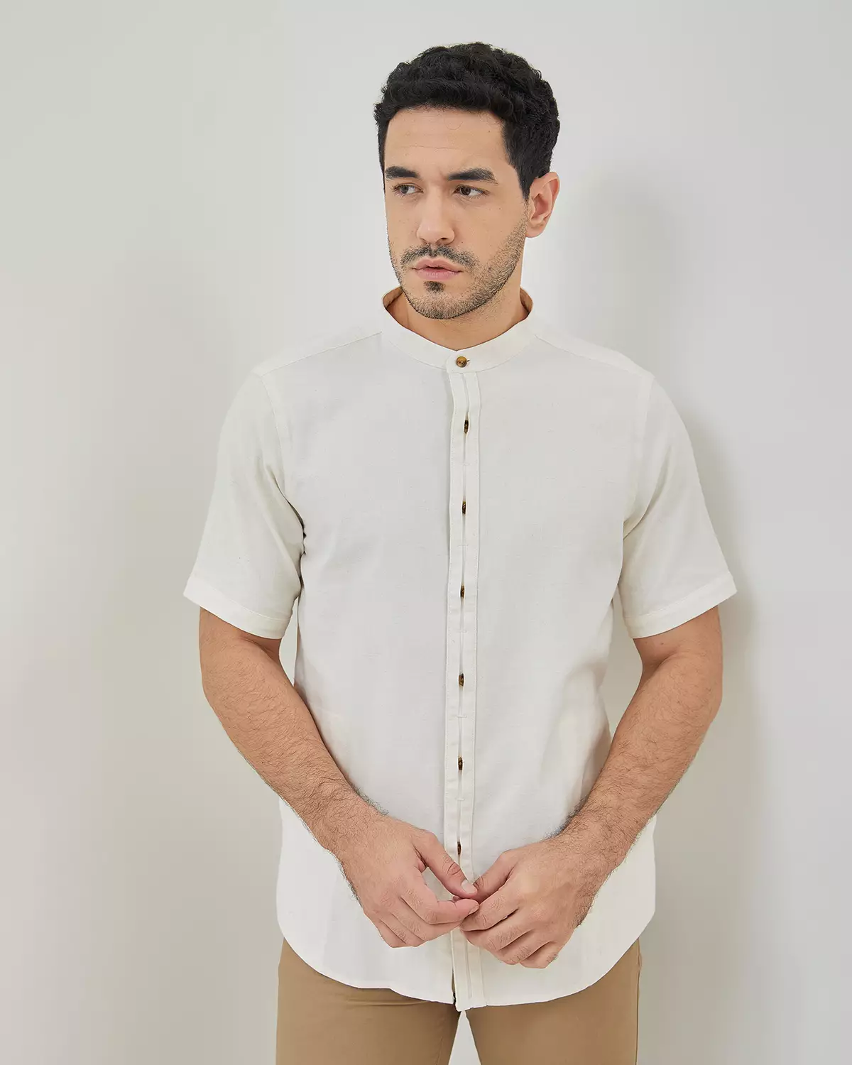 MEN'S CREAM LONG SLEEVE KOKO SHIRT