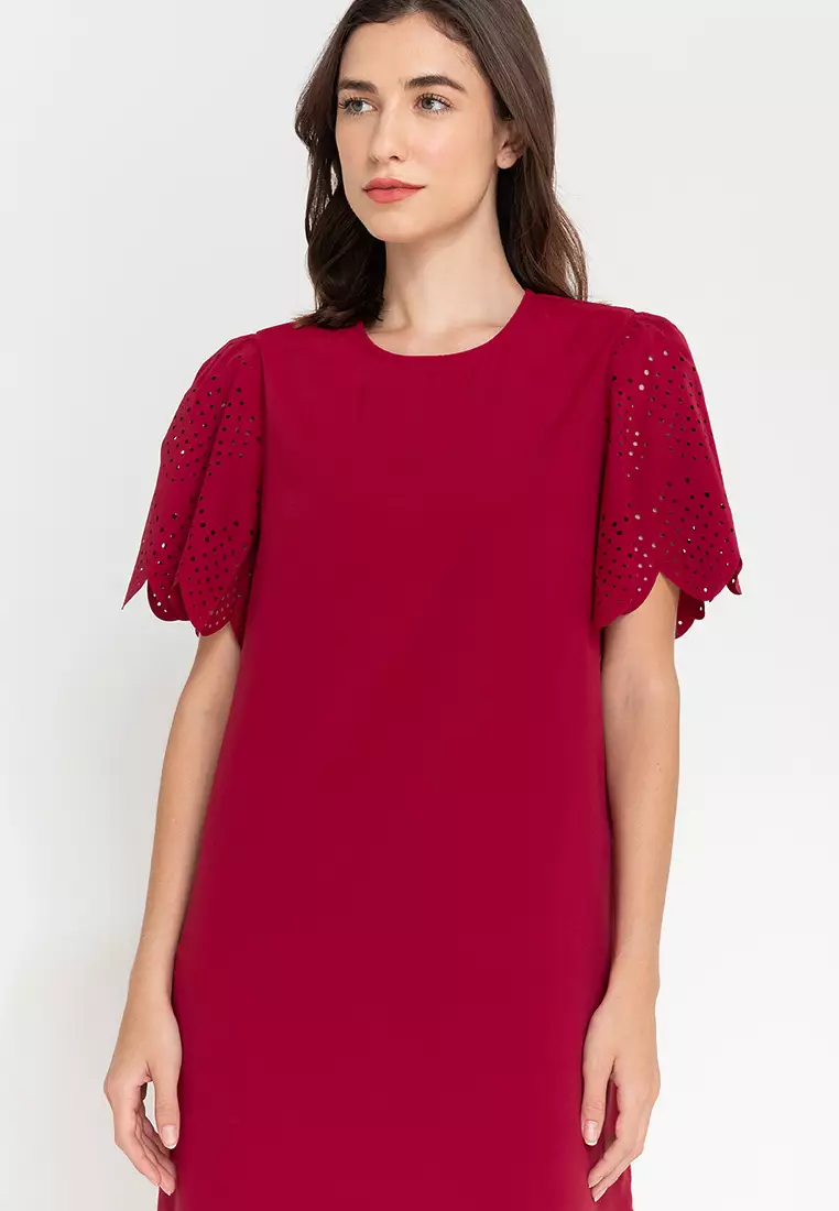Chiye Laser Cut Sleeves Dress