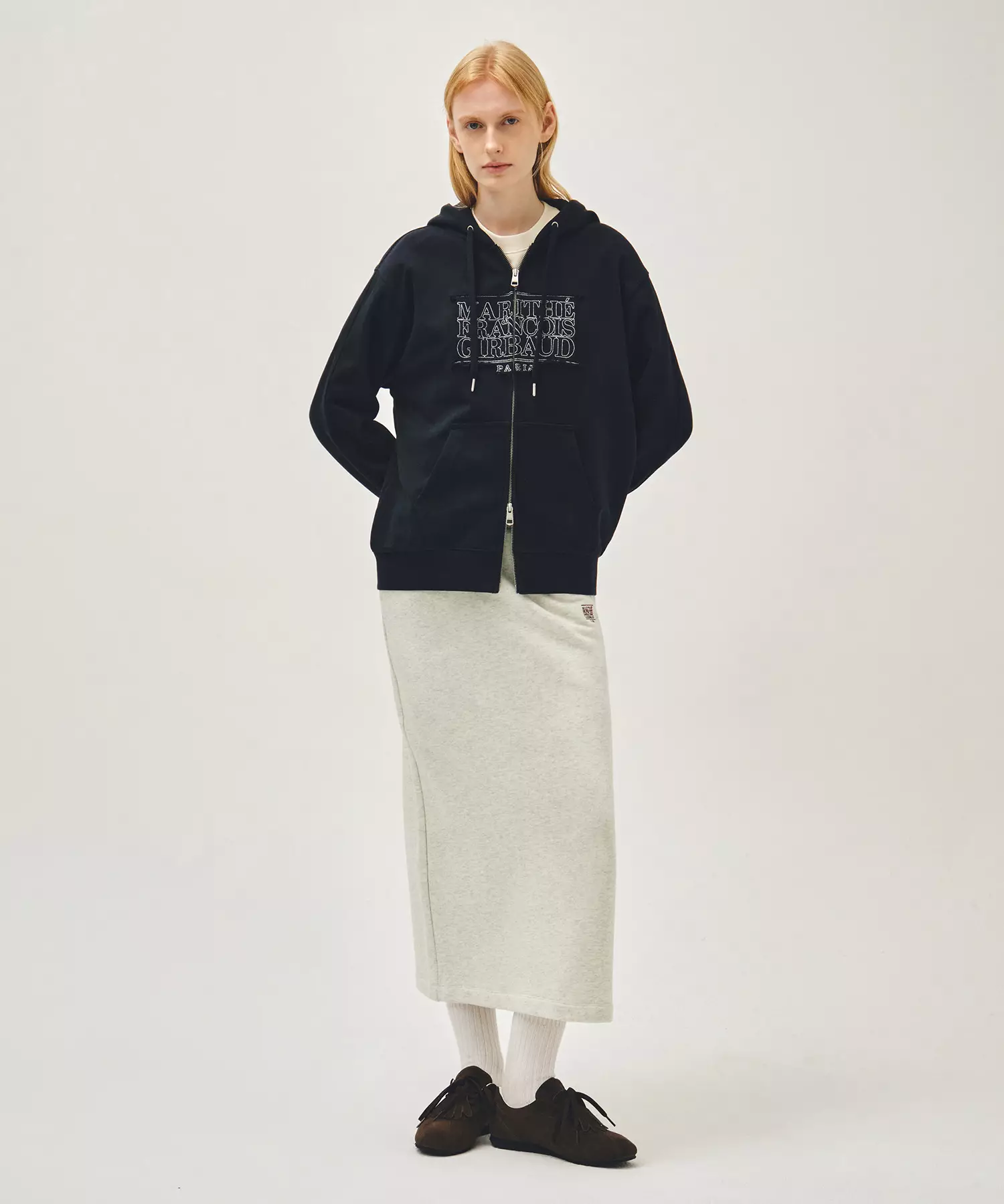 CLASSIC LOGO APPLIQUE HOODIE ZIPUP navy