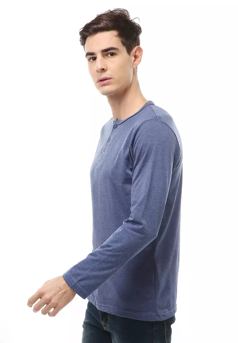 Jack T-Shirt Atasan Kasual Pria Model Kancing Plain Design Lengan Panjang Material Cotton ORIGINAL