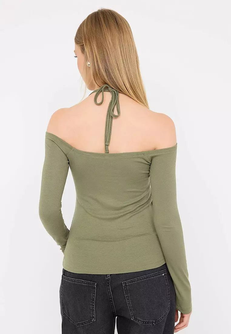 Halter Neck Off-Shoulder Blouse