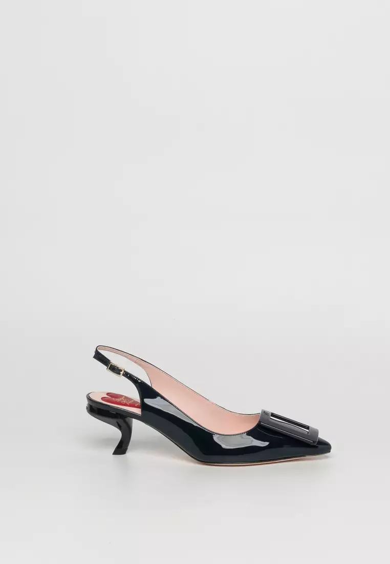 Discount on Roger Vivier  shoes - SKU: Virgule Lacquered Buckle Slingback In Patent Leather Pumps