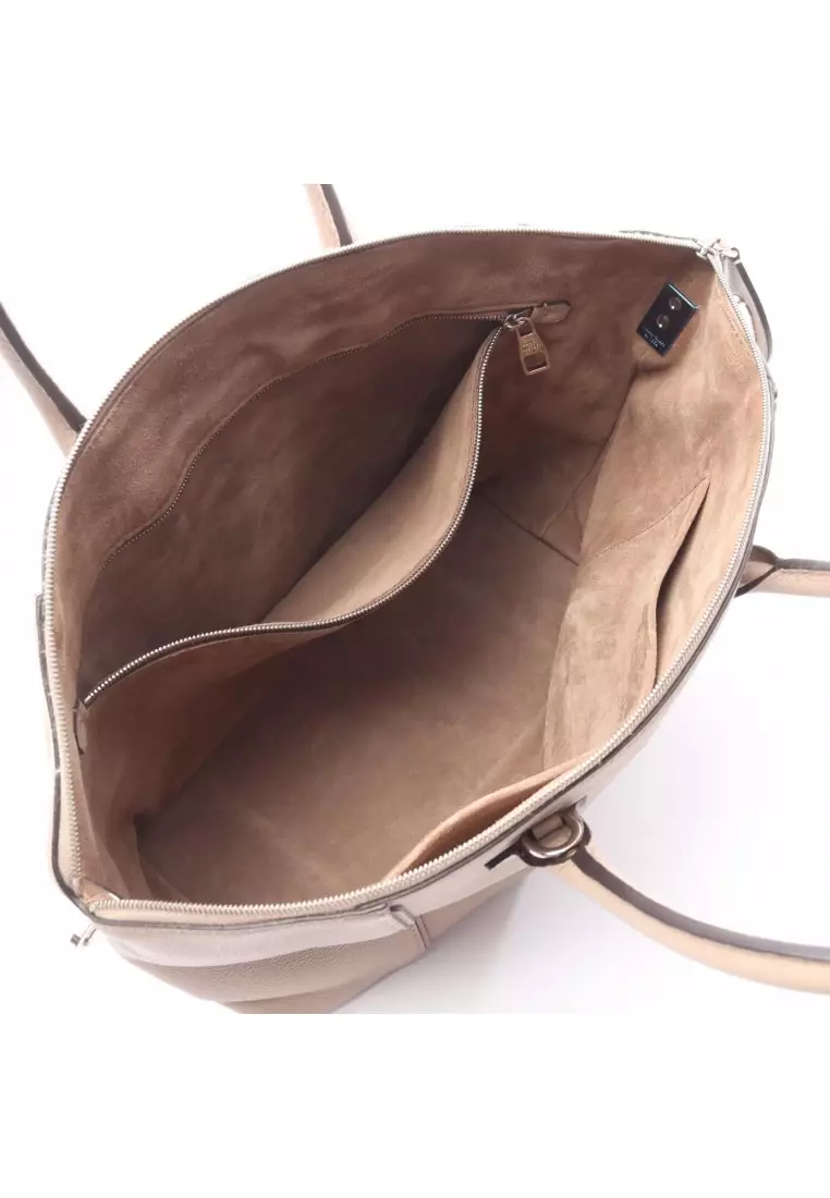 Pre-Loved Louis Vuitton Lockit PM parnassea Carré 2WAY Handbag Veau Cachemire Leather Gray beige