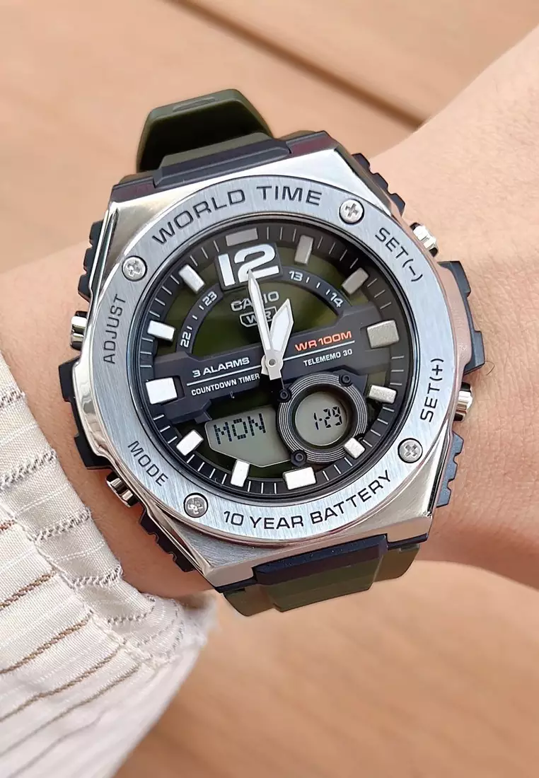 Men's Analog-Digital Watch MWQ-100-3A Black Resin Strap Sport Watch