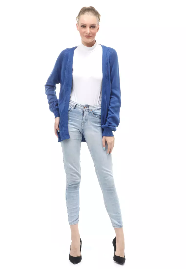 Cardigan Fashion Wanita Loose Fit Design Kasual Premium Quality - Blue