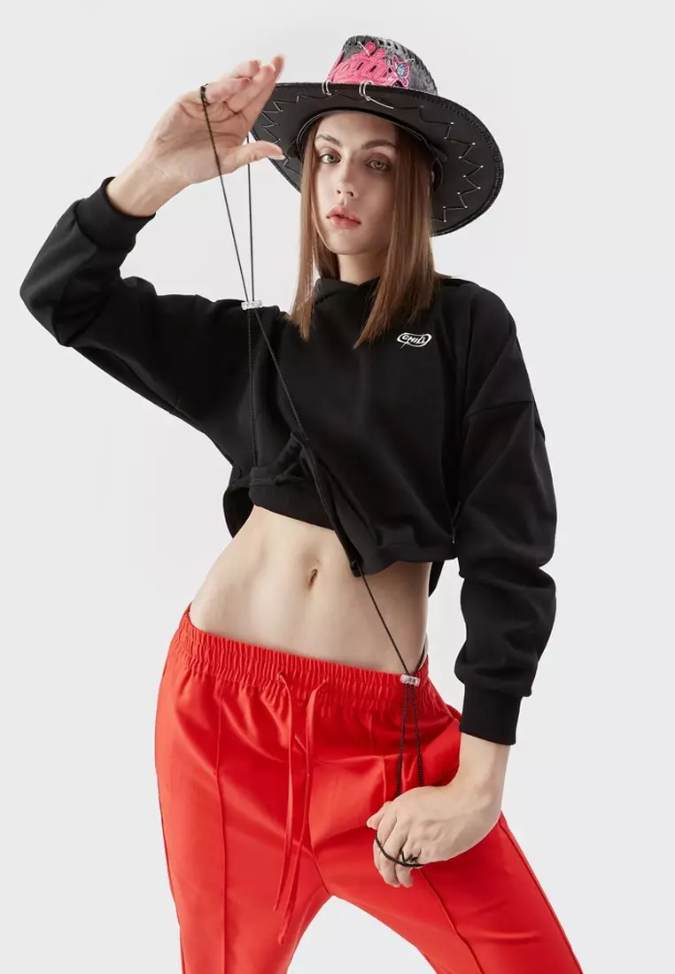 Adidas drawstring clearance crop sweatshirt