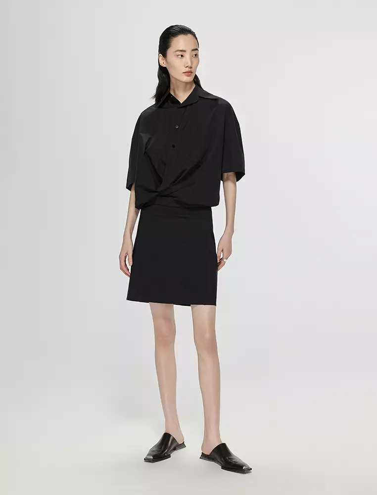 Poplin X-Line Oversized Elegant Short Sleeve Dress