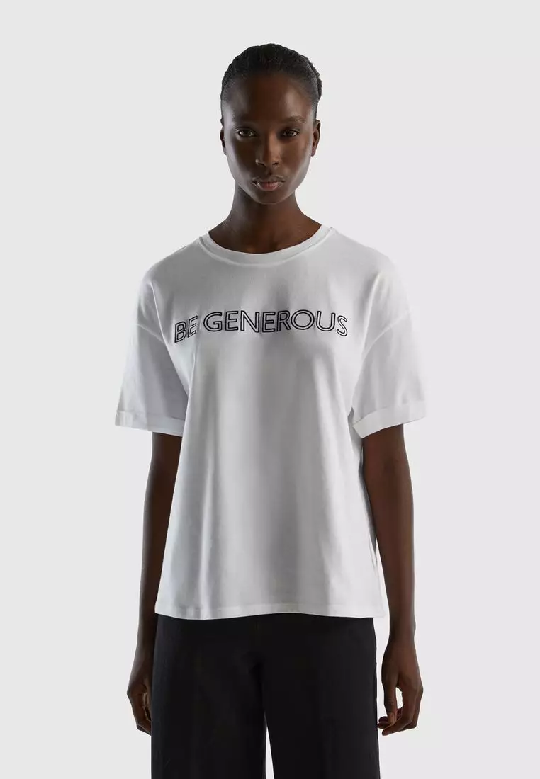 United Colors of Benetton 100 COTTON T SHIRT WITH SLOGAN 2023