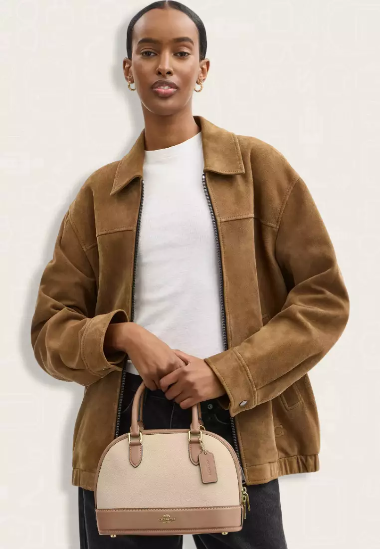 Coach Sabrina Satchel Bag In Colorblock Ivory Taupe