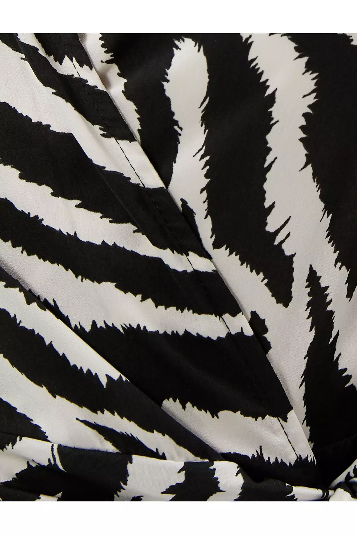 Design Sheer Gauzy Mesh Zebra Printed Turtleneck Top in ivory-White