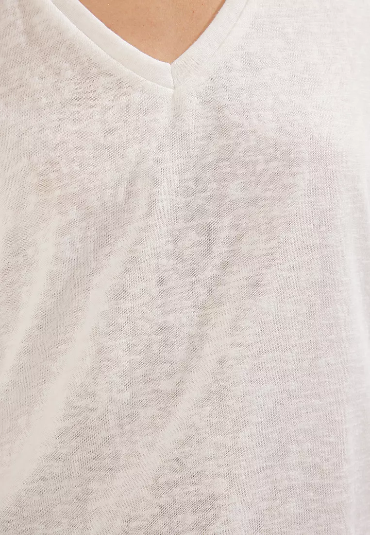 Ecru Linen Look Regular Pattern Knitted Undershirt TWOSS25AL00037