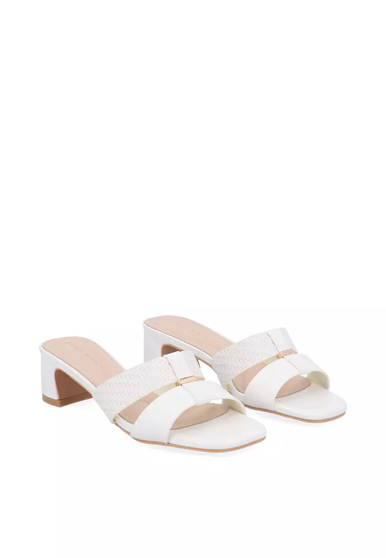 White Noelle Block Heel Sandals