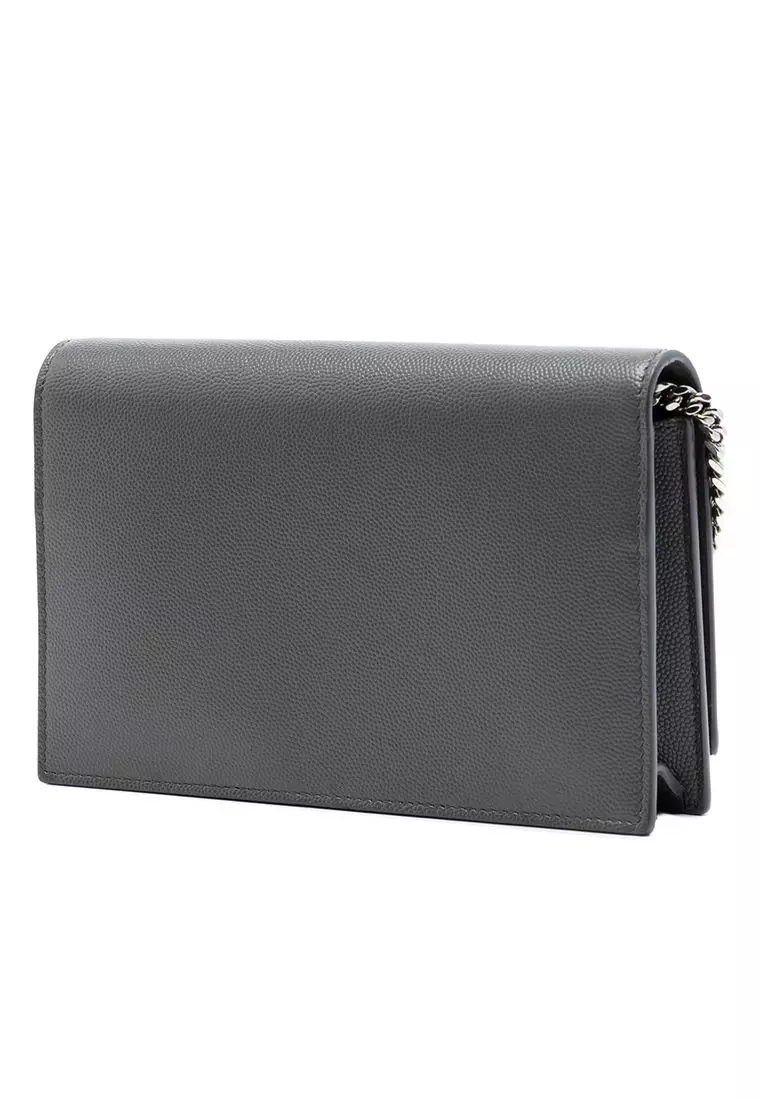 Pre-Loved Saint Laurent Grain De Poudre Monogram Kate Tassel Wallet On Chain