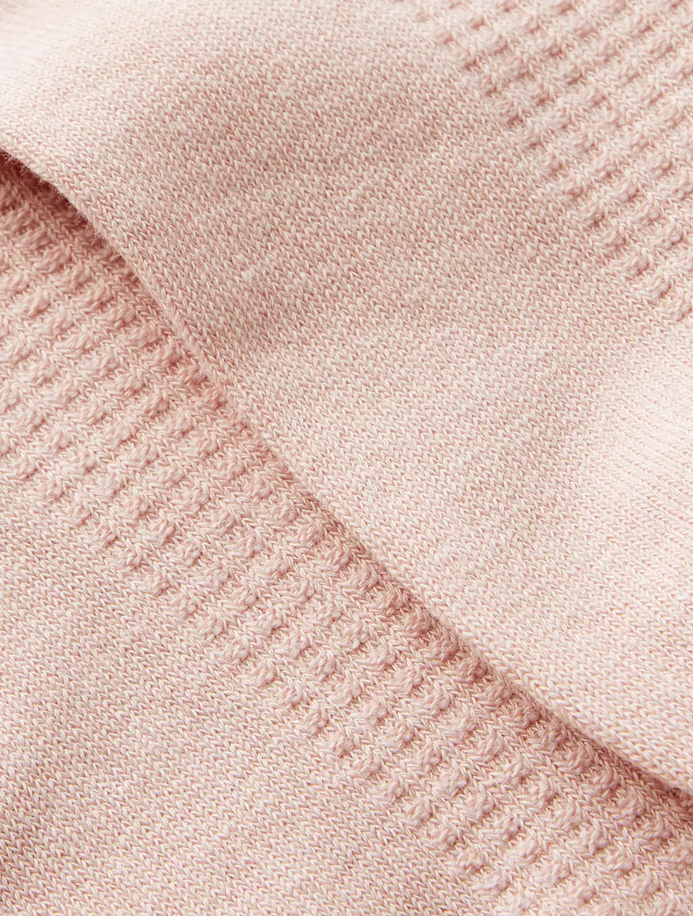 WAFFLE TEXTURED CREW SOCK - Soft Pink
