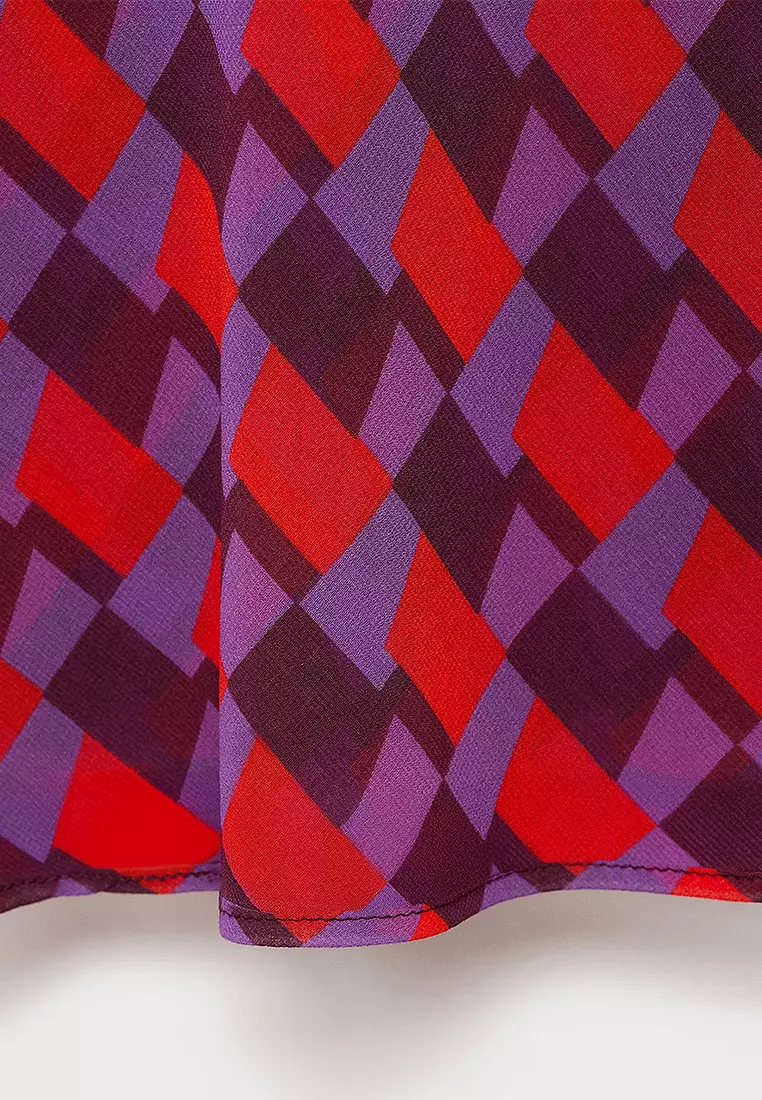 Printed Blouse with Draped Collar