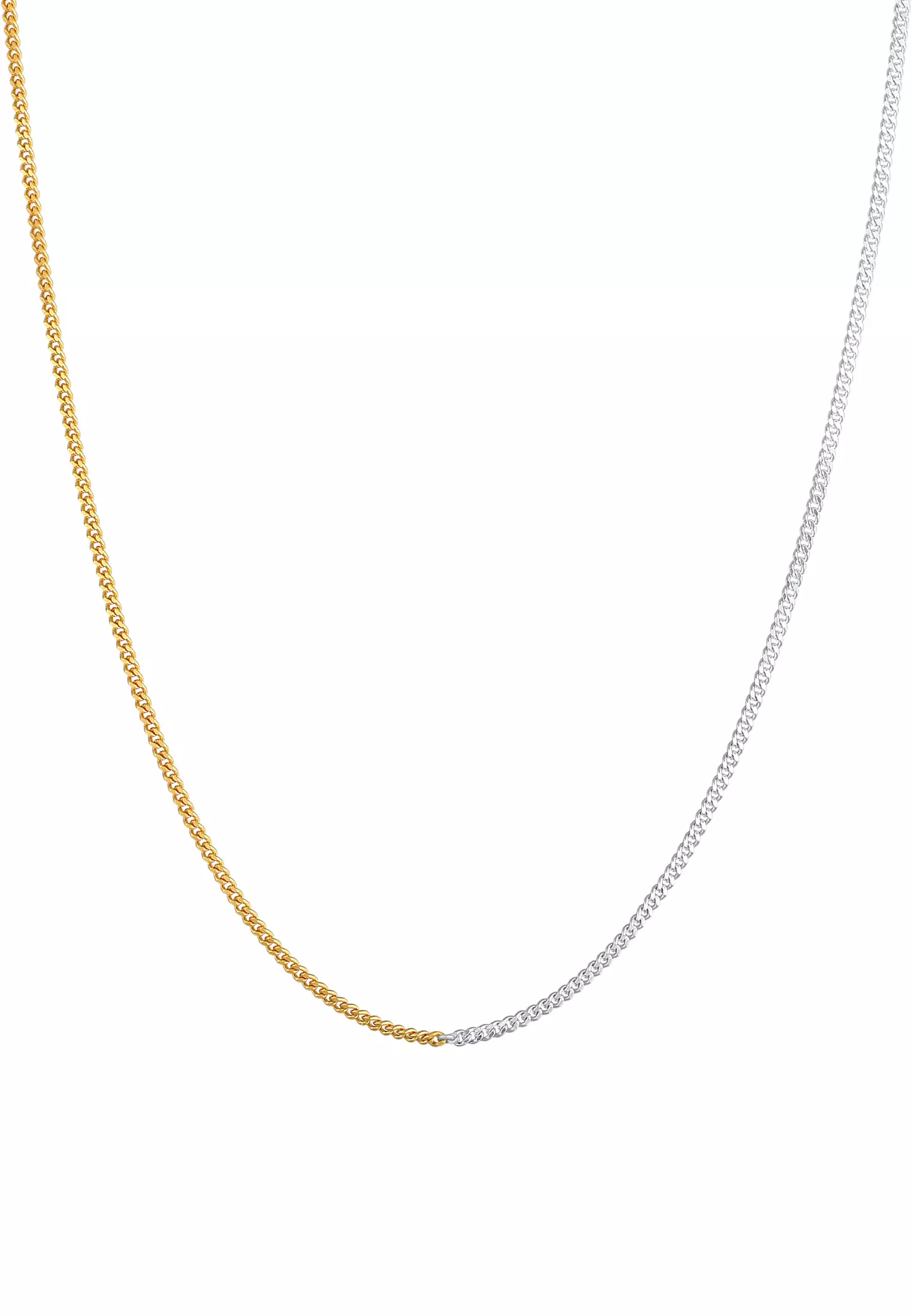 Necklace Curb Chain Basic Chunky Chain Bi-Color Trend Gold Plated