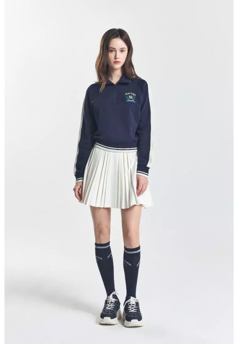 WOMEN'S SPORTIVE VARSITY TRACK CROP HALF-ZIP SWEATSHIRTS NEW YORK YANKEES