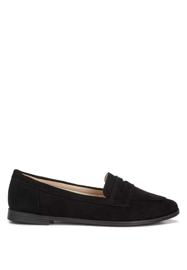 Womens loafers black on sale suede