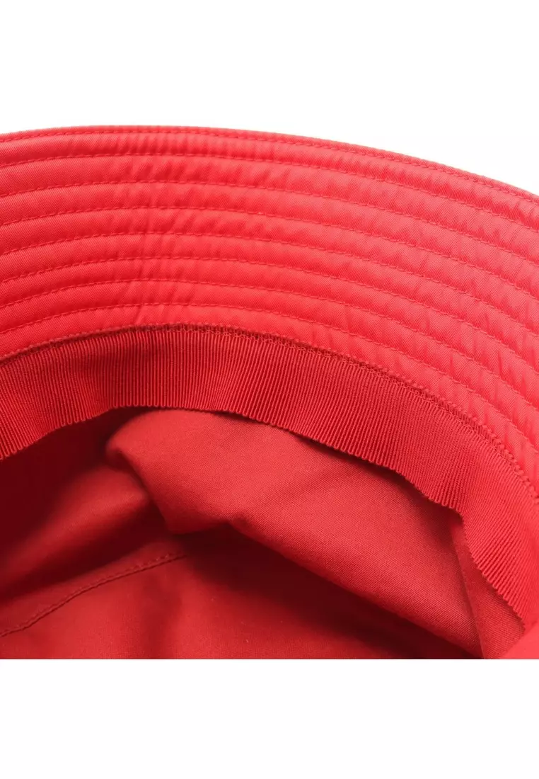 Pre-Loved Prada Re-Nylon triangle logo bucket hat Nylon Red
